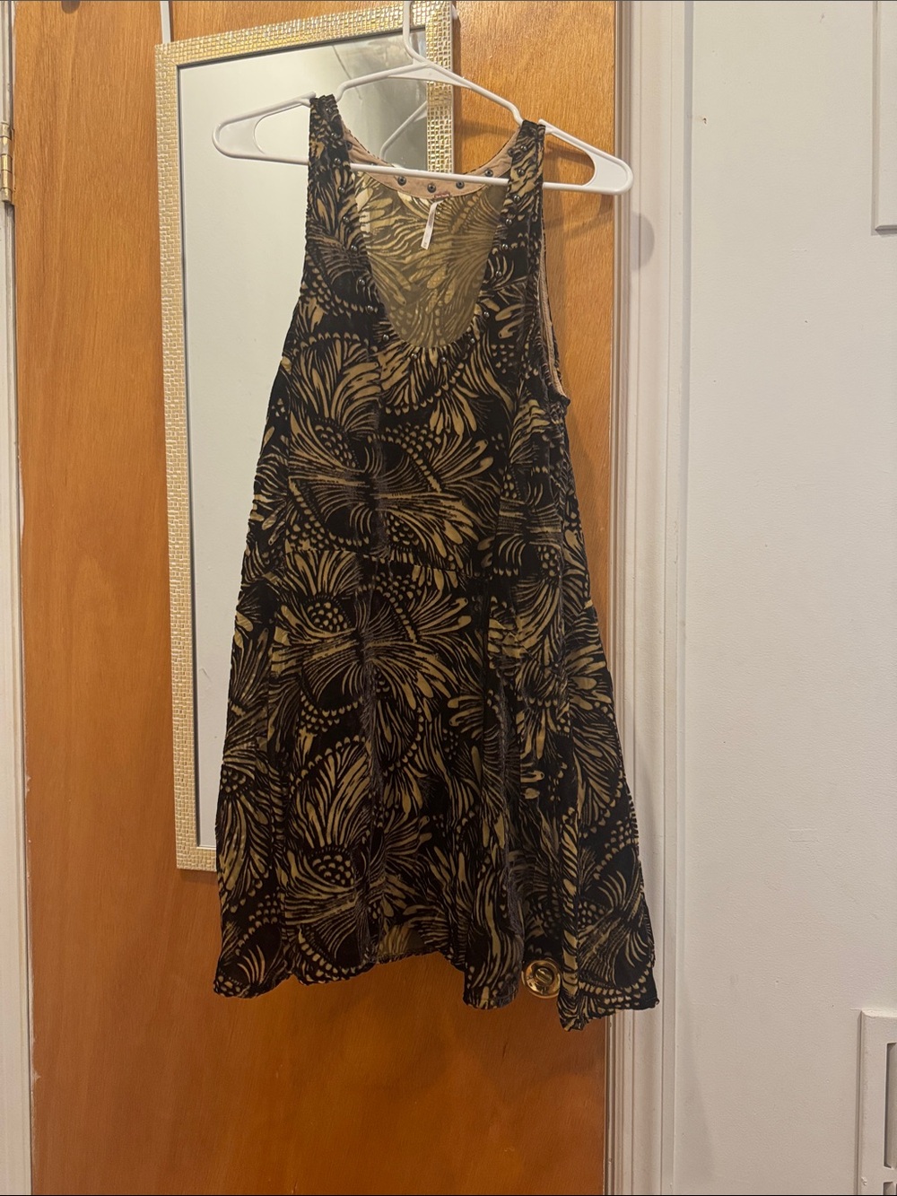 Free People Velvet Black and Gold Floral Swing Dress - Picture 2 of 4